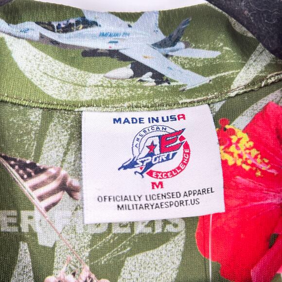 AE SPORT Marines Semper FI Hawaiian Shirt Green Red Men’s Medium NEW - Picture 4 of 12